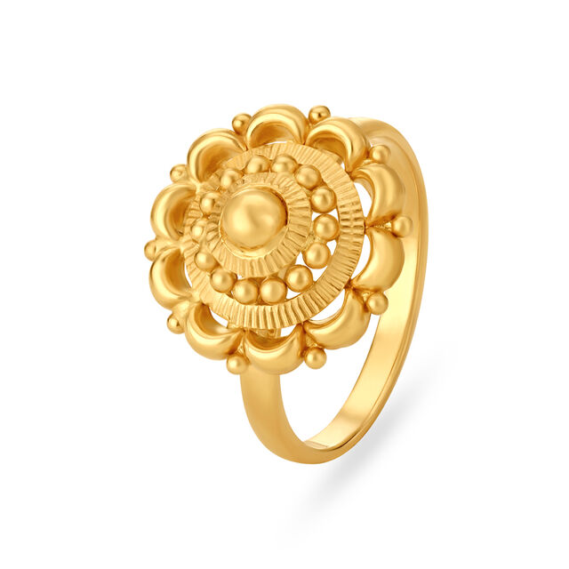 Traditional 22 Karat Yellow Gold Floral Finger Ring,,hi-res image number null
