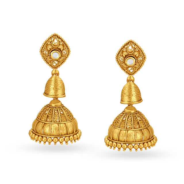 Beguiling Gold Jhumka Earrings Tanishq Online Store