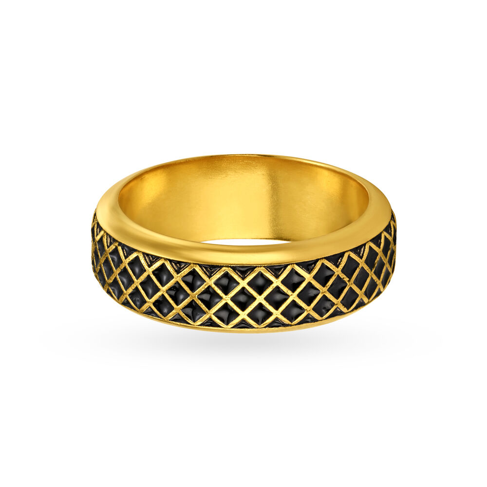 Glamorous Black Antique Gold Finger Ring For Men