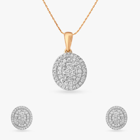 Regal Radiance Diamond Pendant and Earrings Set