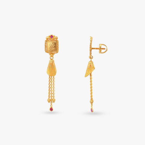 Regal Tassel Gold Drop Earrings