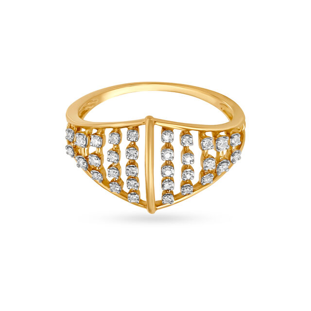 14KT Yellow Gold Finger Ring with Diamonds,,hi-res image number null