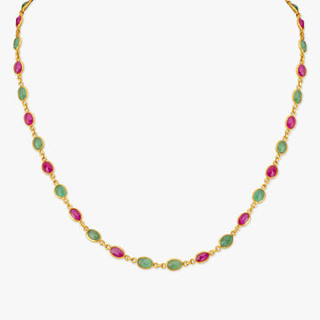 Dazzling Ruby and Emerald Link Chain