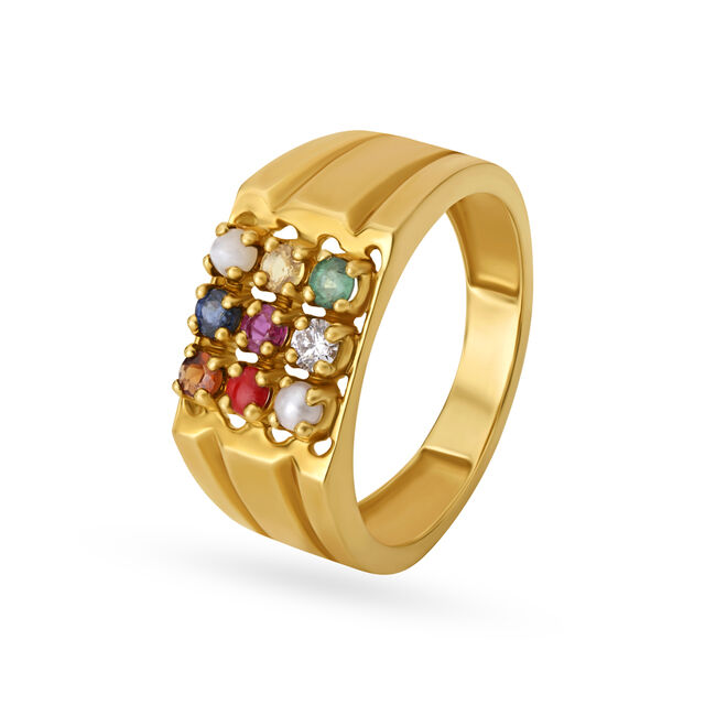 Enhanced 18 Karat Yellow Gold And Gemstone Finger Ring,,hi-res image number null