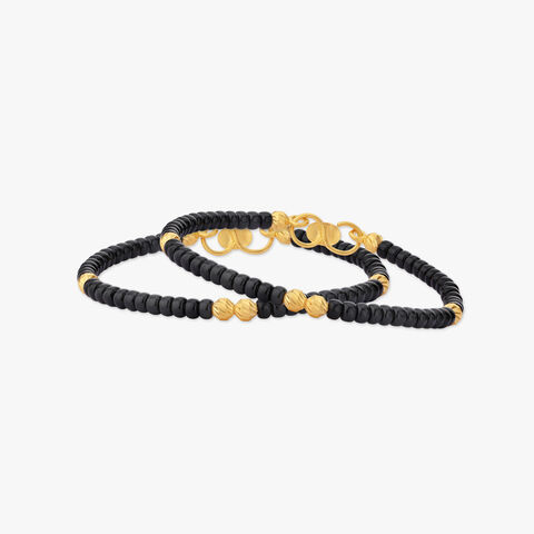 Black Bead Gold Bangles for Kids