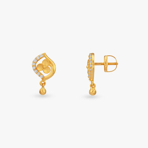 Floral Swirl Gold Drop Earrings