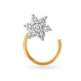 Sparkly Floral Gold and Diamond Nose Pin,,hi-res image number null