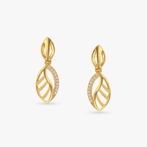 Twilight Leaf Gold Drop Earrings