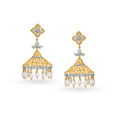 Decorous Diamond Studded Jhumkas with Rock Crystals,,hi-res image number null