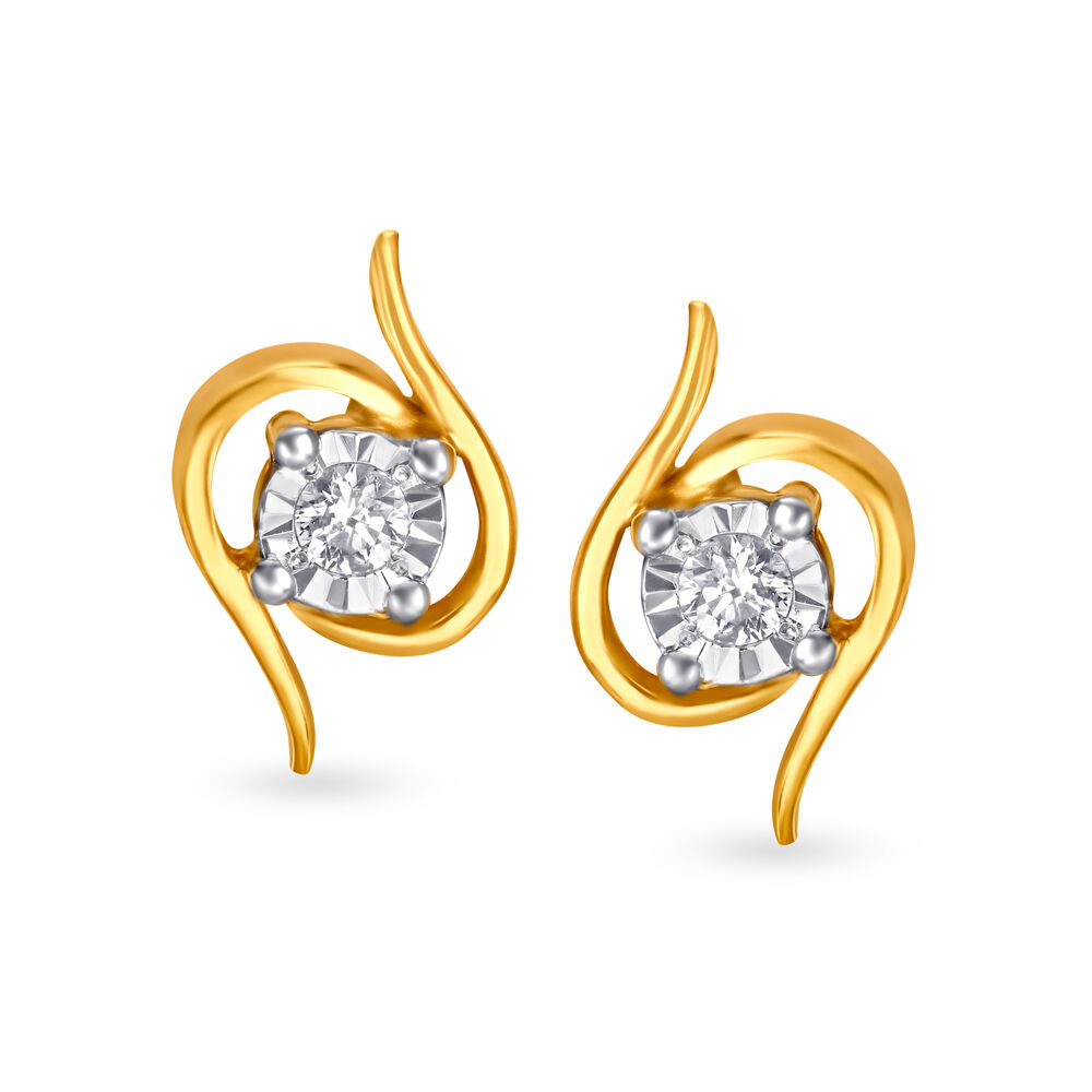 Modish Floral Diamond Stud Earrings