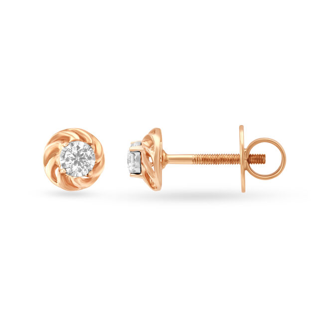 Alluring Rose Gold and Diamond Round Stud Earrings,,hi-res image number null