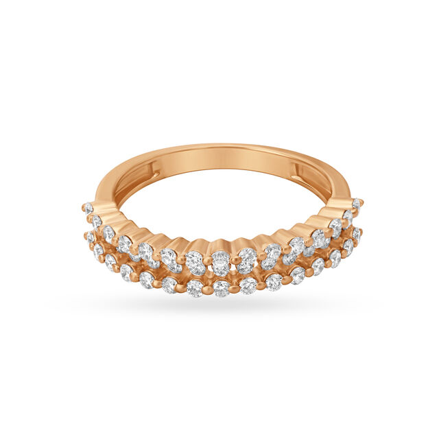 Chic 18 Karat Rose Gold And Diamond Finger Ring,,hi-res image number null