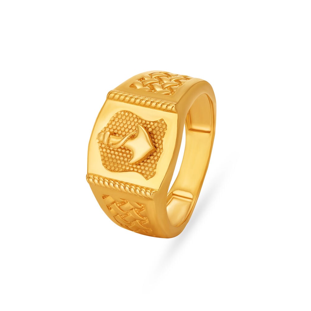 Carved Lion Gold Finger Ring For Men