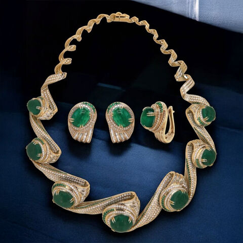 Verdant Wave Illusion Diamond Necklace Set