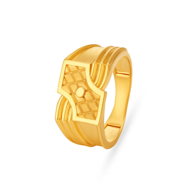 Criss Cross And Layer Pattern Gold Finger Ring For Men,,hi-res image number null