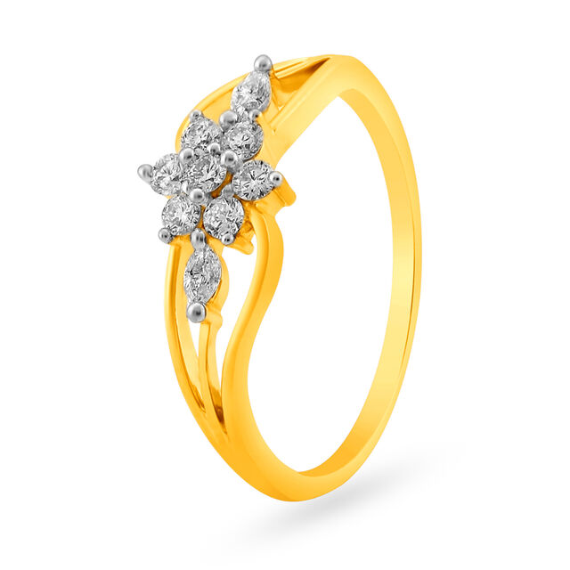 Splendid Floral Design Diamond Finger Ring,,hi-res image number null