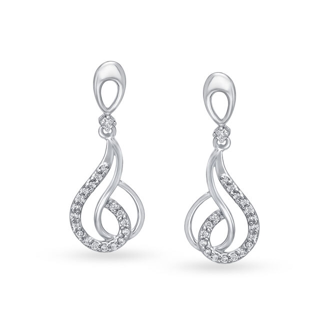 Wavy Short Diamond Drop Earrings,,hi-res image number null