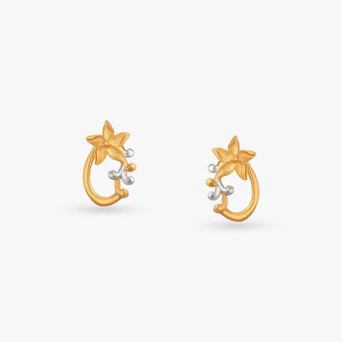 Petal Joy Gold Stud Earrings for Kids