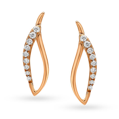Leaf Inspired Rose Gold and Diamond Stud Earrings