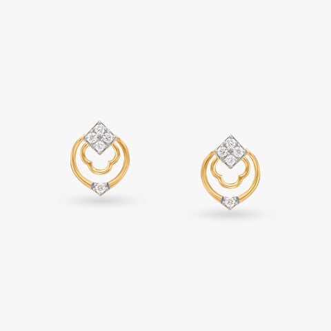 Circle Diamond Stud Earrings