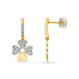 14KT Yellow Gold Diamond Drop Earrings With Floral Design,,hi-res image number null