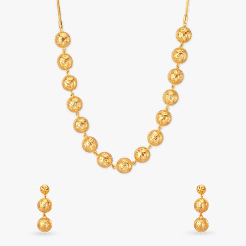 Beaded Bloom Gold Necklace Set