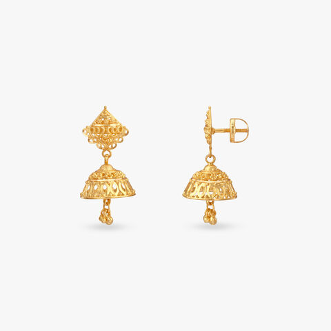 Royal Aura Gold Jhumka Earrings