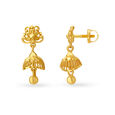 Floral Motif Gold Jhumka Earrings,,hi-res image number null