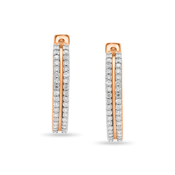 18 KT Rose Gold Oval Diamond Hoop Earrings