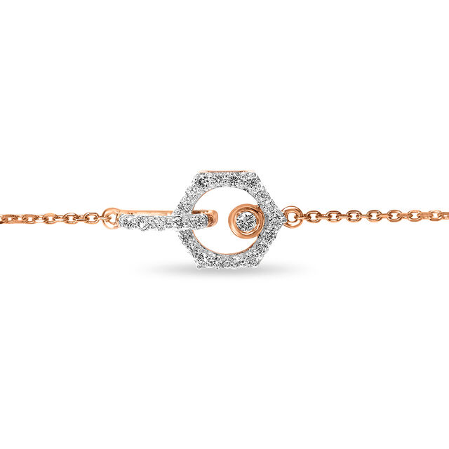 14 KT Rose Gold Hexagon Diamond Bracelet,,hi-res image number null