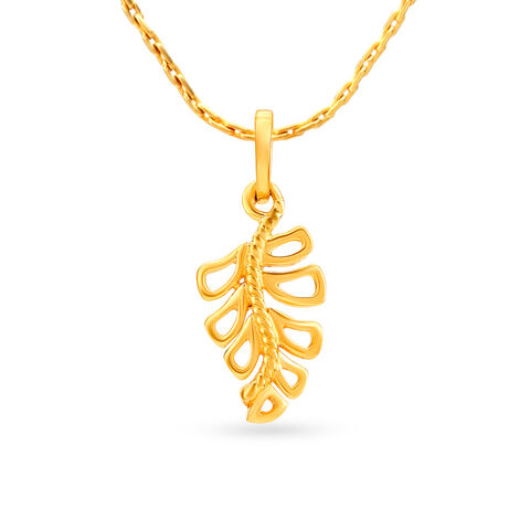 Beauteous 22 Karat Gold Classic Leaf Pendant