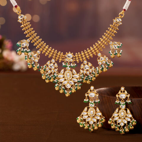 Raindrop Royalty Gold Necklace set