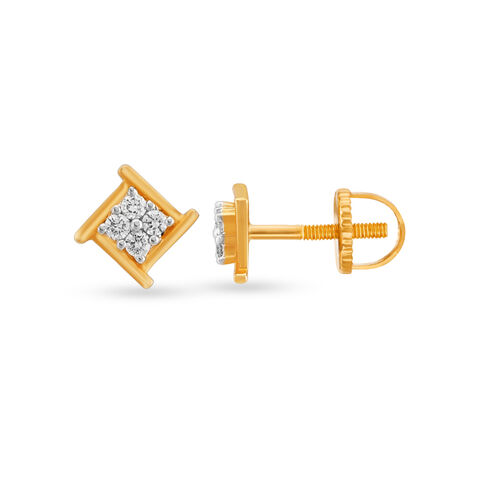 Classic Square Diamond Stud Earrings