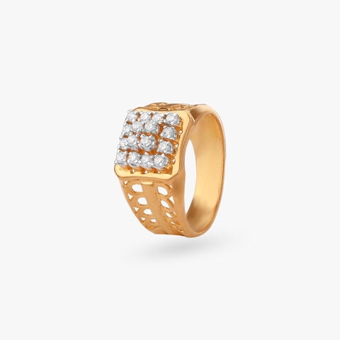 Bold Rectangular Gold Ring For Men