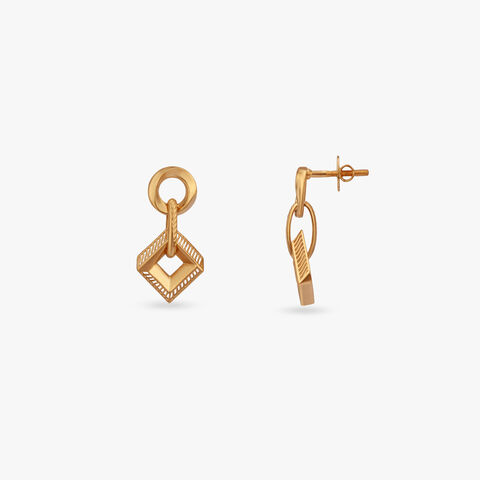 Geometric Interplay Gold Drop Earrings