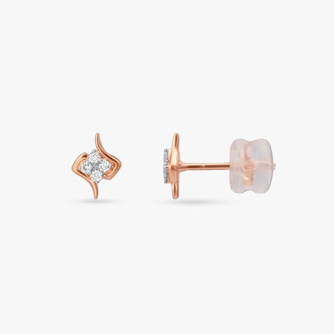 Ribbon Radiance Diamond Stud Earrings