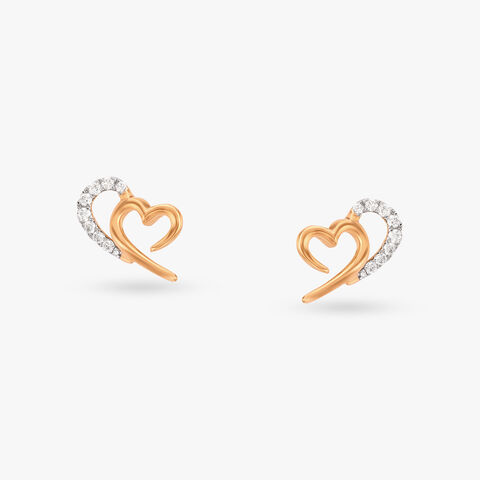 Sparkling Heart Diamond Stud Earrings