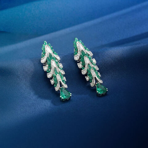 Verdant Rapture Diamond Drop Earrings