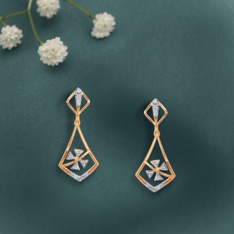 Prism Frame Diamond Drop Earrings