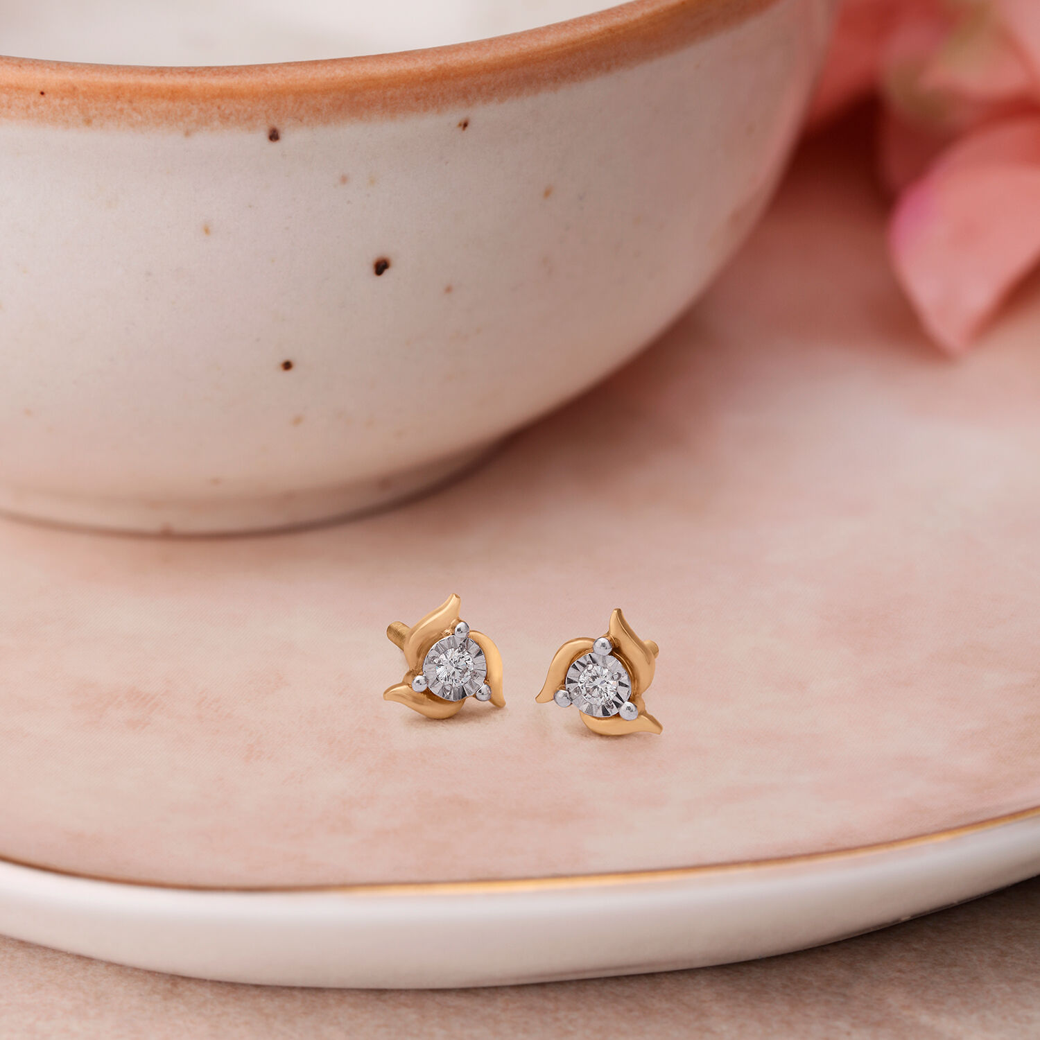 Gold one clearance stone earrings