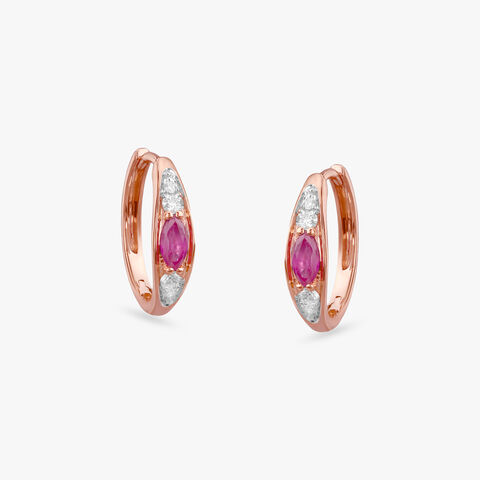 Crimson Glint Diamond Hoop Earrings