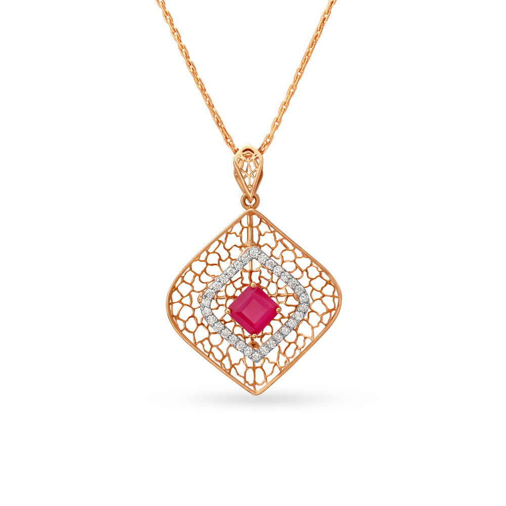 1/4 CT. Diamond Solitaire Pendant in 14K Rose Gold | Zales