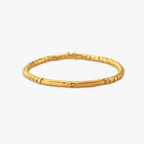 Textured Tubular Gold Bracelet for Men