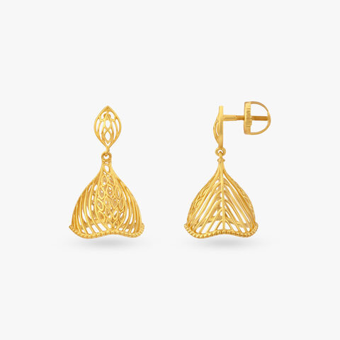 Filigree Bloom Gold Jhumka Earrings