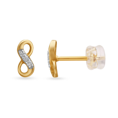 Infinity Diamond and Gold Stud Earrings