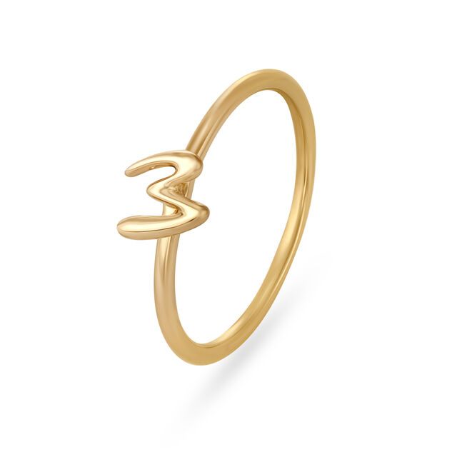 Letter W 14KT Yellow Gold Initial Ring,,hi-res image number null