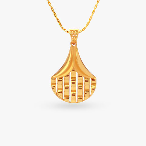 Gracefully Striped Gold Pendant and Earrings Set