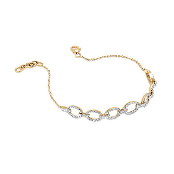 14 KT Yellow Gold Chain Link Diamond Bracelet