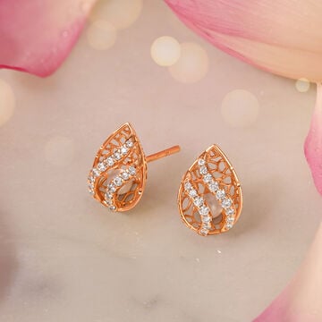 Delicate Mesh Pearl and Diamond Stud Earrings