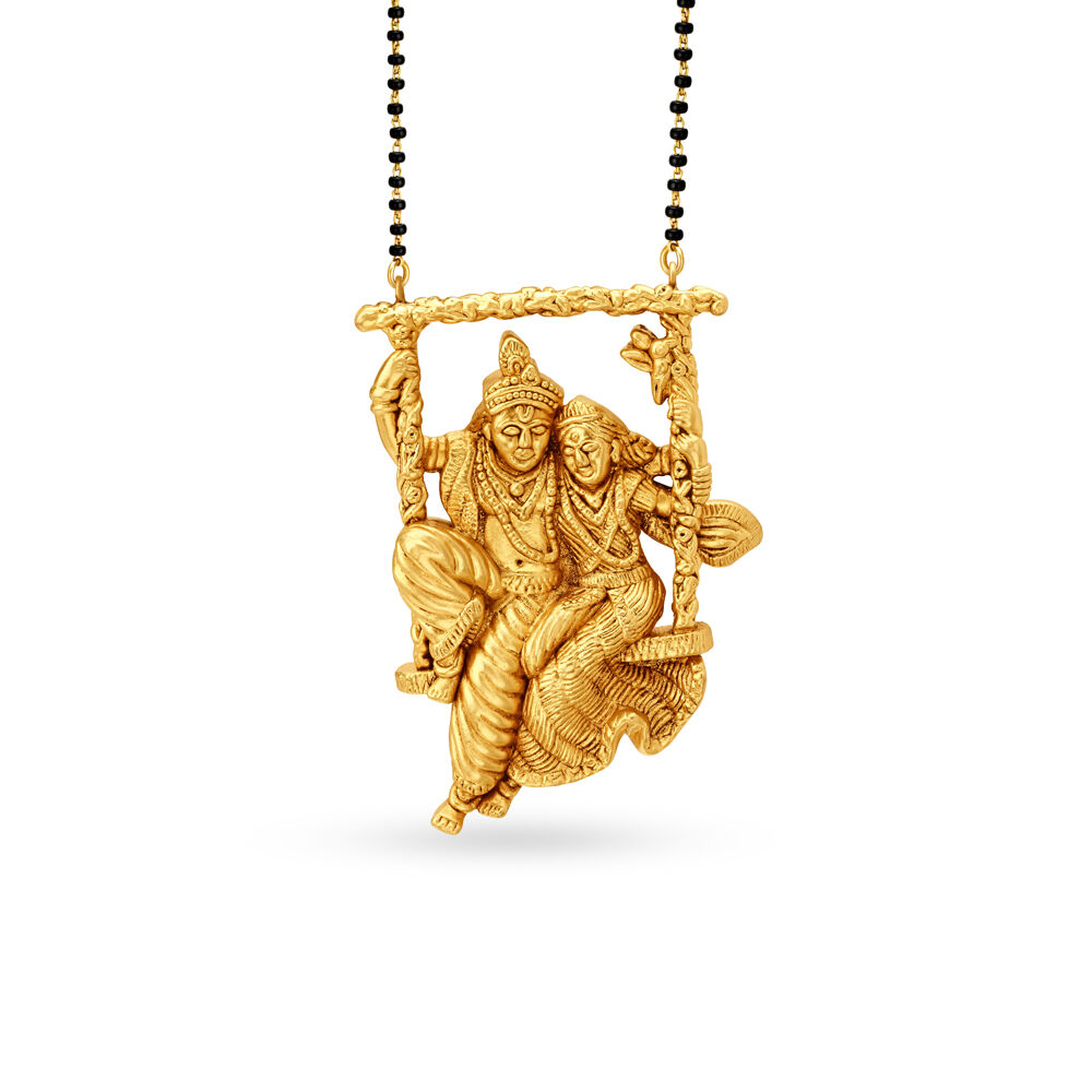 Intricate Radha Krishna Gold Pendant